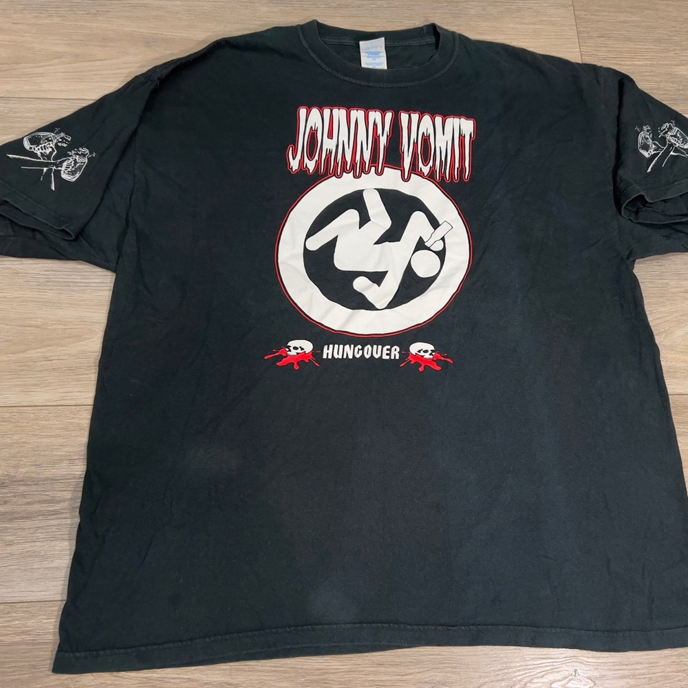 Vintage Johnny Vomit Punk Band Liquor Hungover Drunk Metal Tee Shirt Size XXL